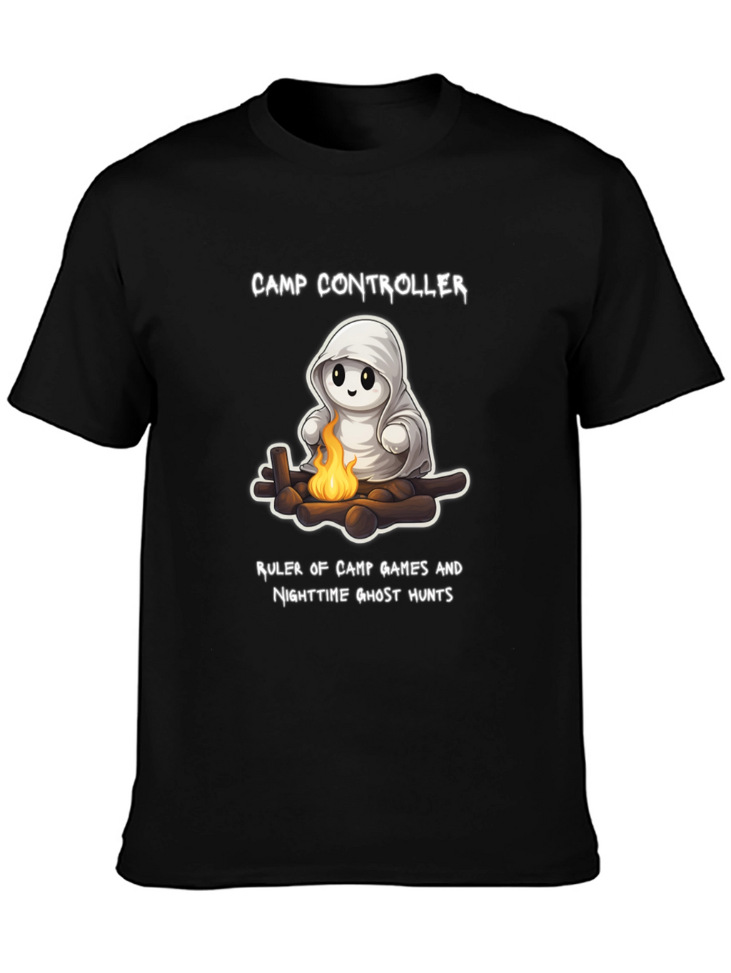 Camp Controller T-Shirt - Cute Ghost Campfire Tee