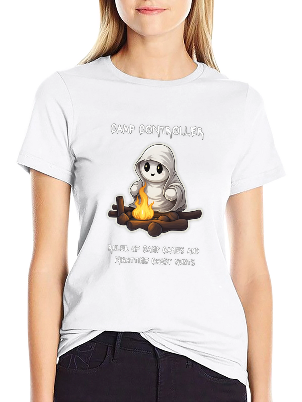 Camp Controller T-Shirt - Cute Ghost Campfire Tee
