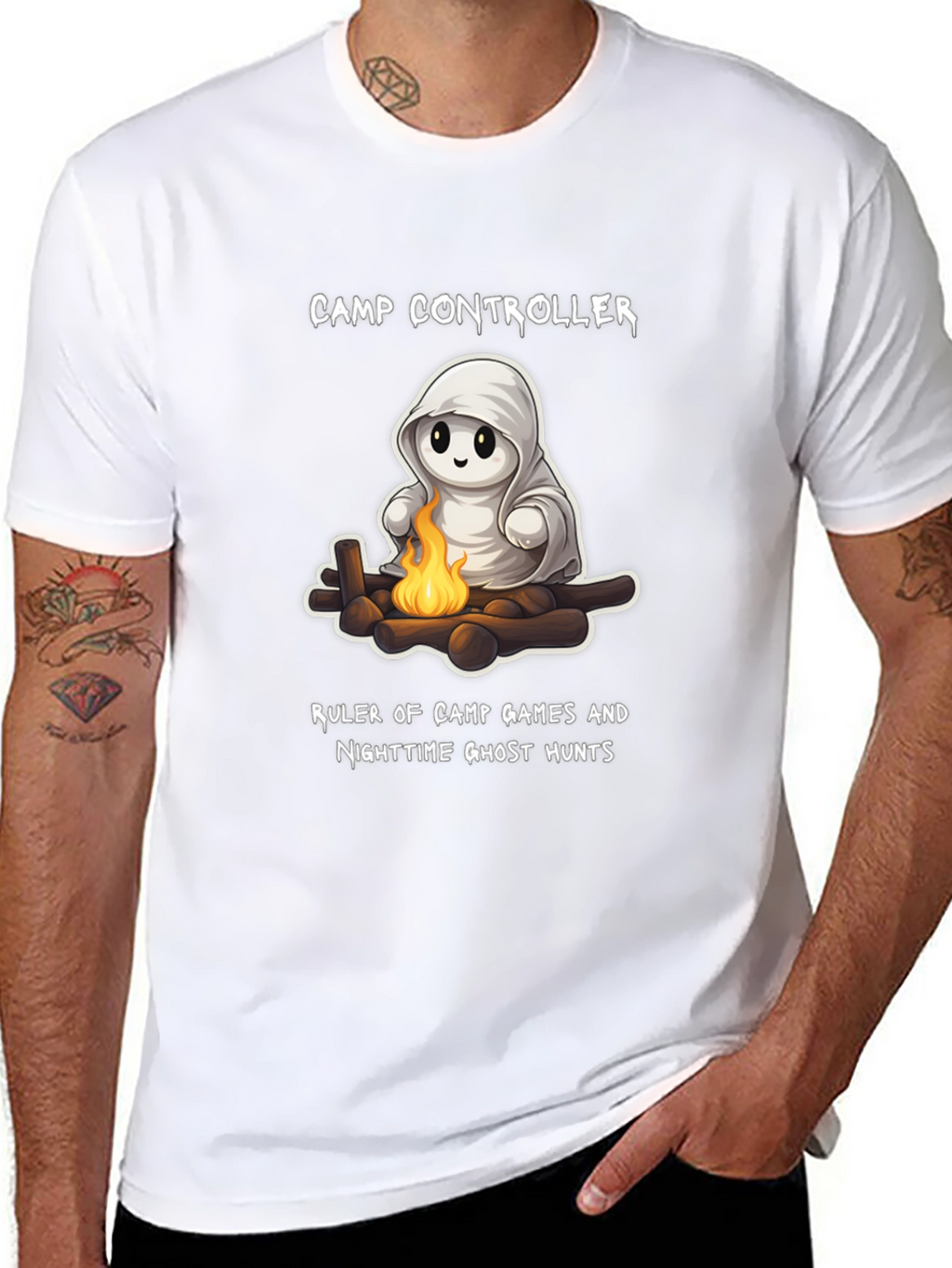 Camp Controller T-Shirt - Cute Ghost Campfire Tee