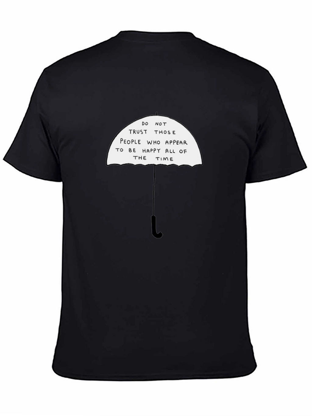 Black T-Shirt with Funny Umbrella Graphic