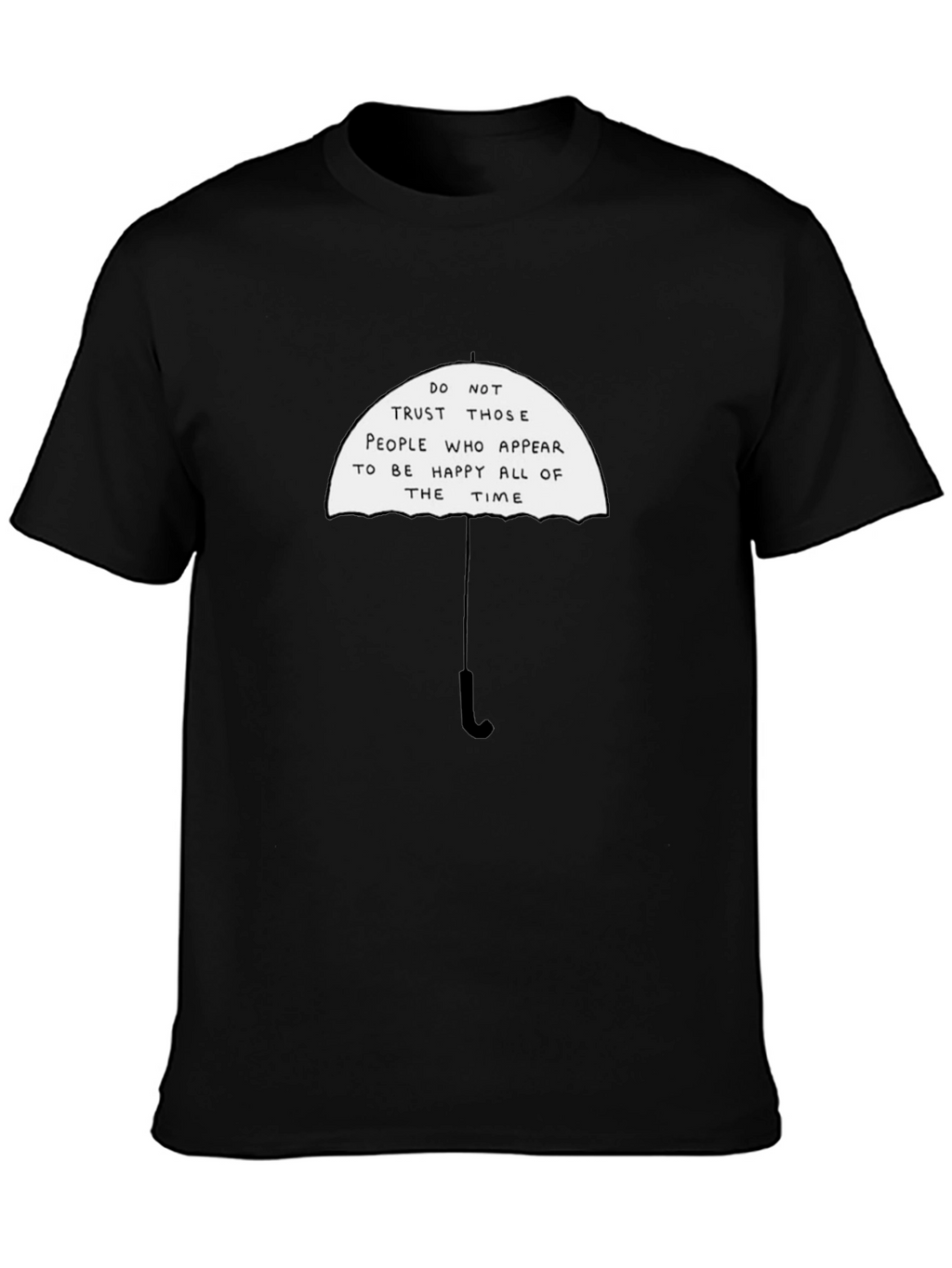 Black T-Shirt with Funny Umbrella Graphic