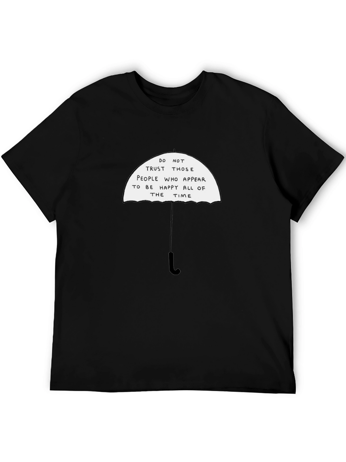 Black T-Shirt with Funny Umbrella Graphic