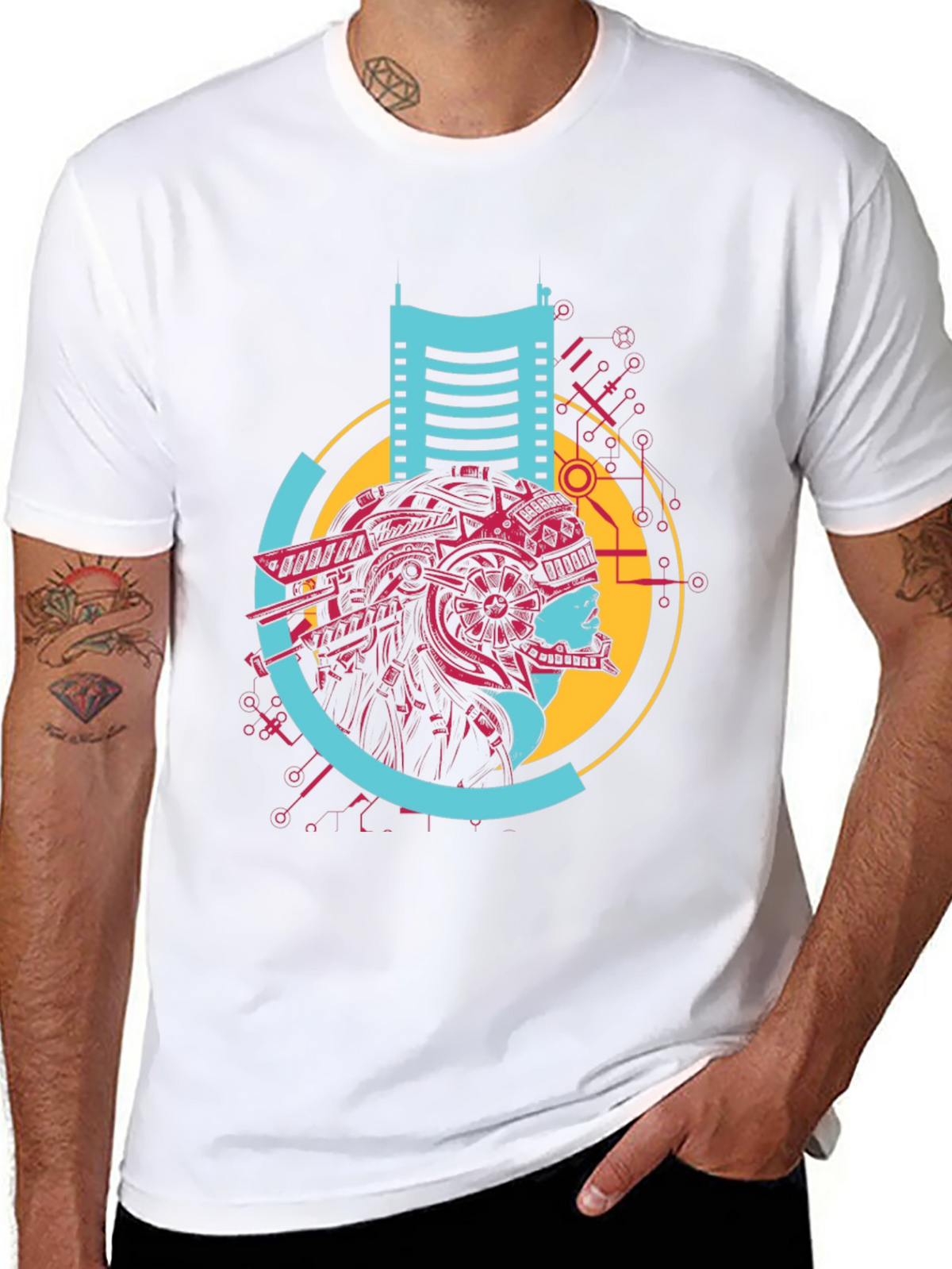 Cyberpunk Style Graphic Print Black T-Shirt