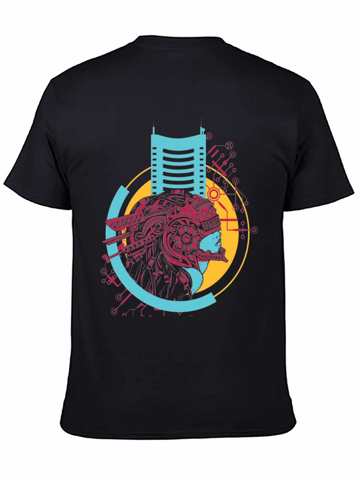 Cyberpunk Style Graphic Print Black T-Shirt