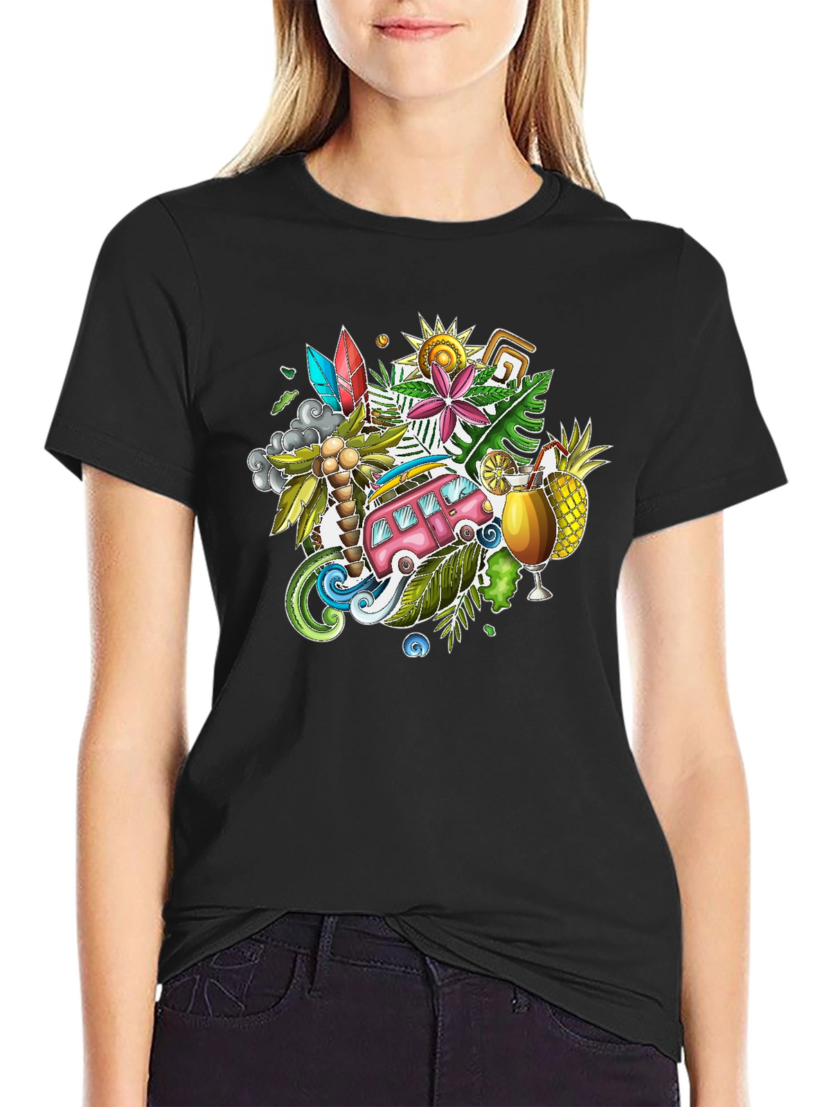 Tropical Island Vibes Graphic T-Shirt