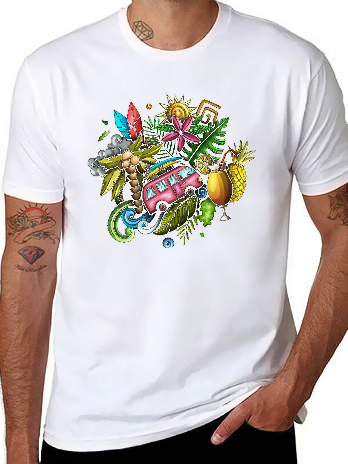Tropical Island Vibes Graphic T-Shirt