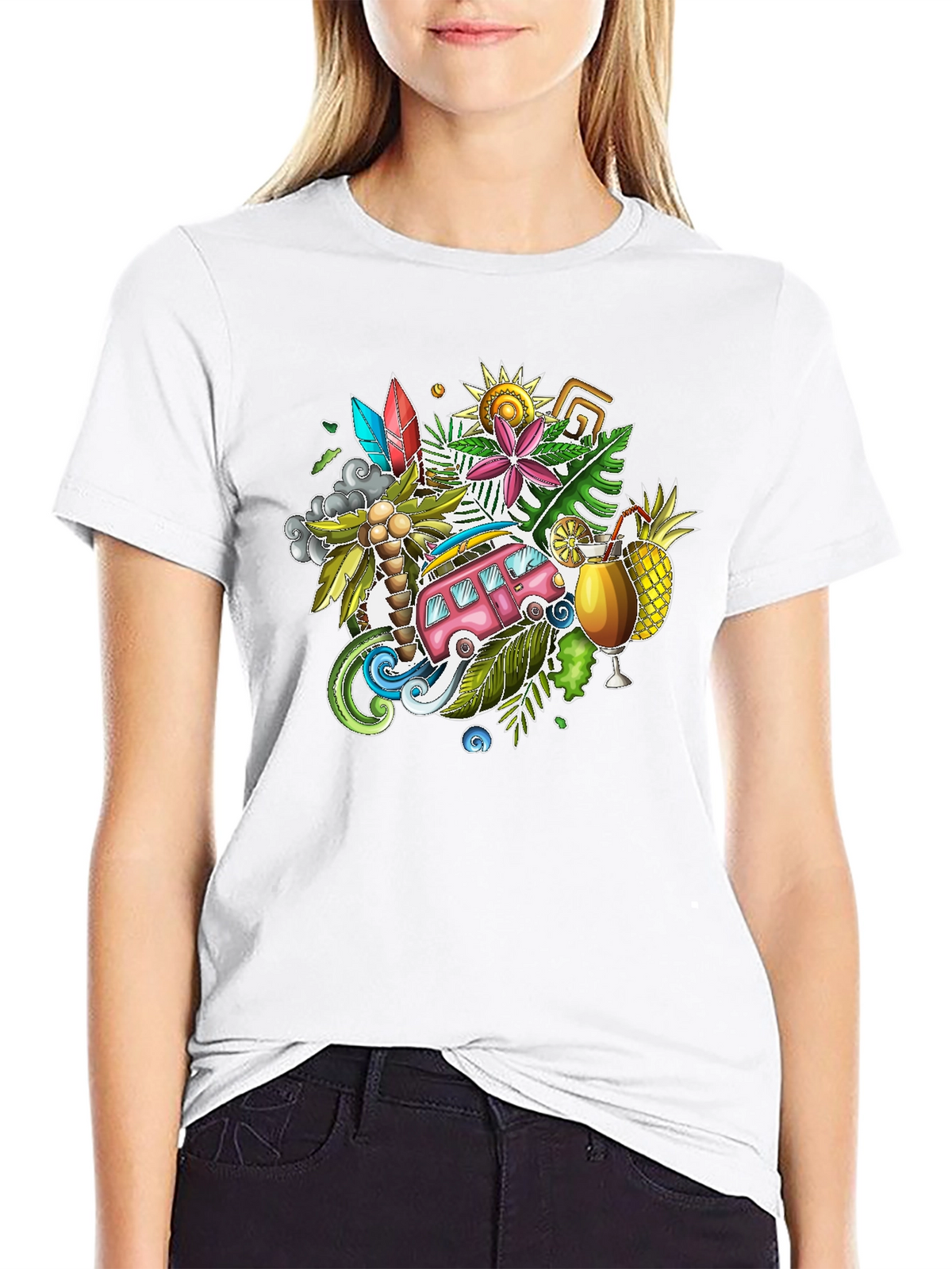 Tropical Island Vibes Graphic T-Shirt