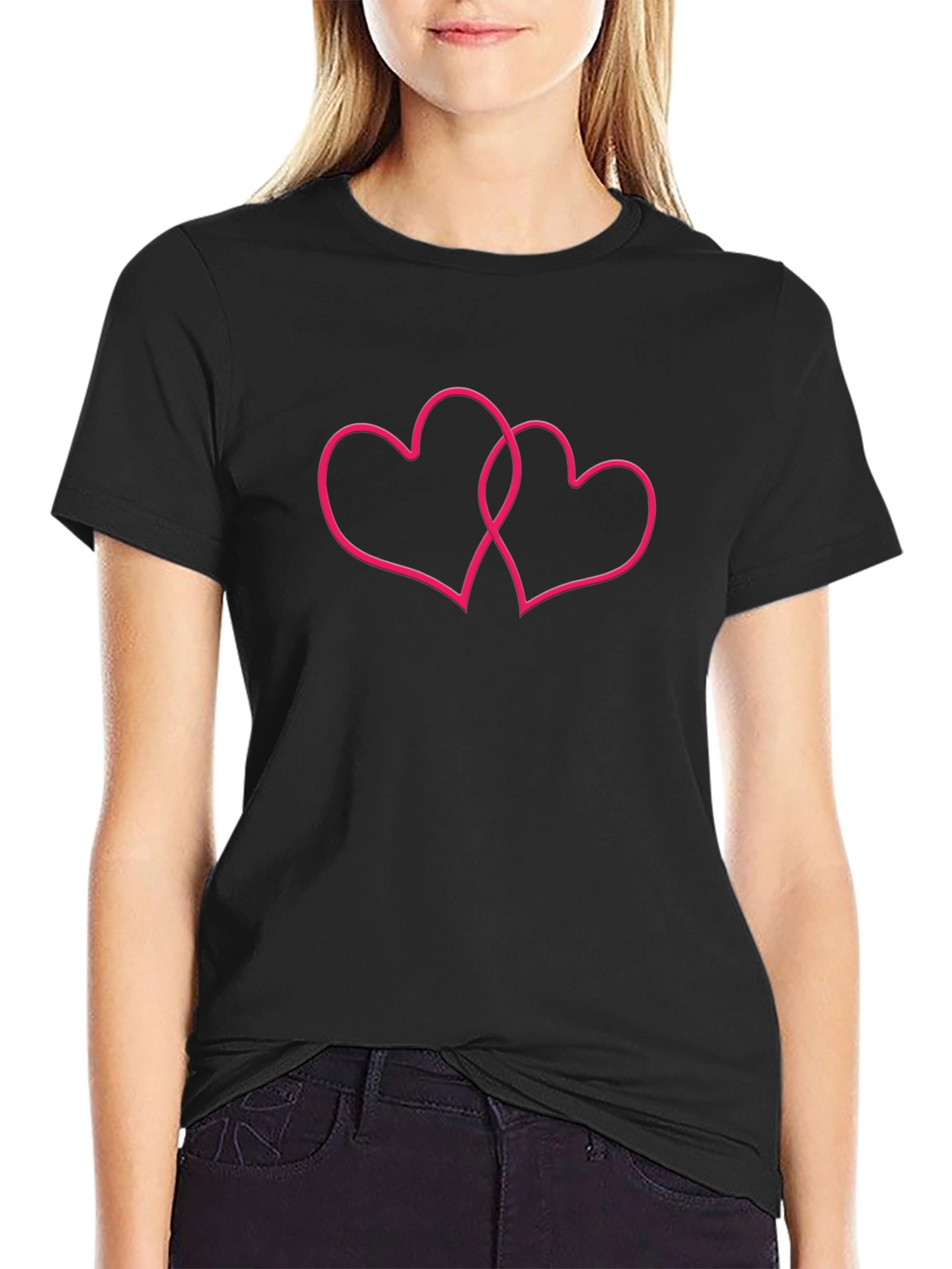 Double Heart Graphic Tee - Stylish Casual Wear