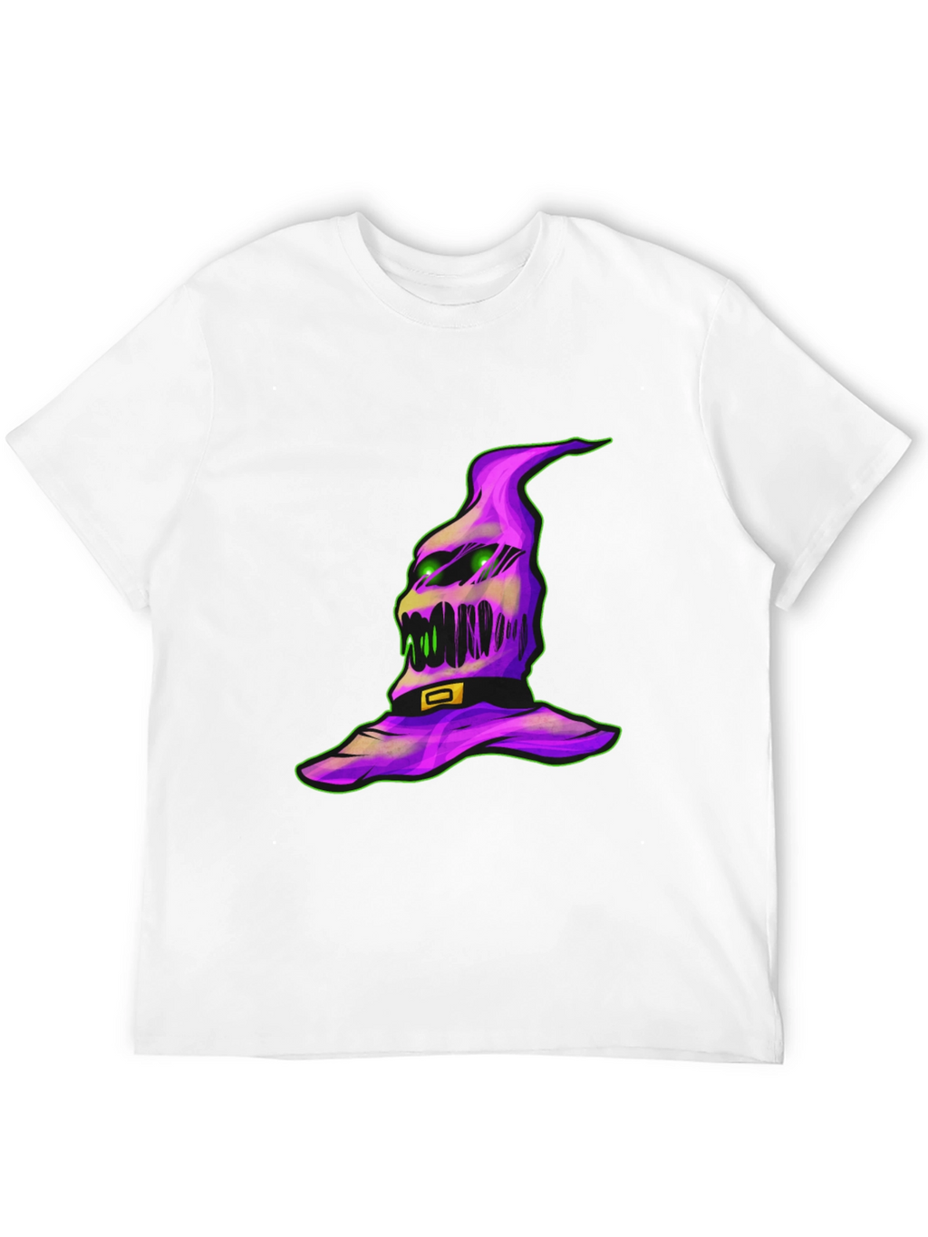 Spooky Halloween Hat Graphic Tee - Black Cotton Shirt