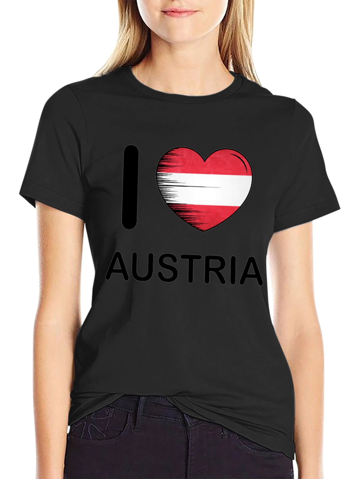 I Heart Austria T-Shirt - Black Cotton Tee