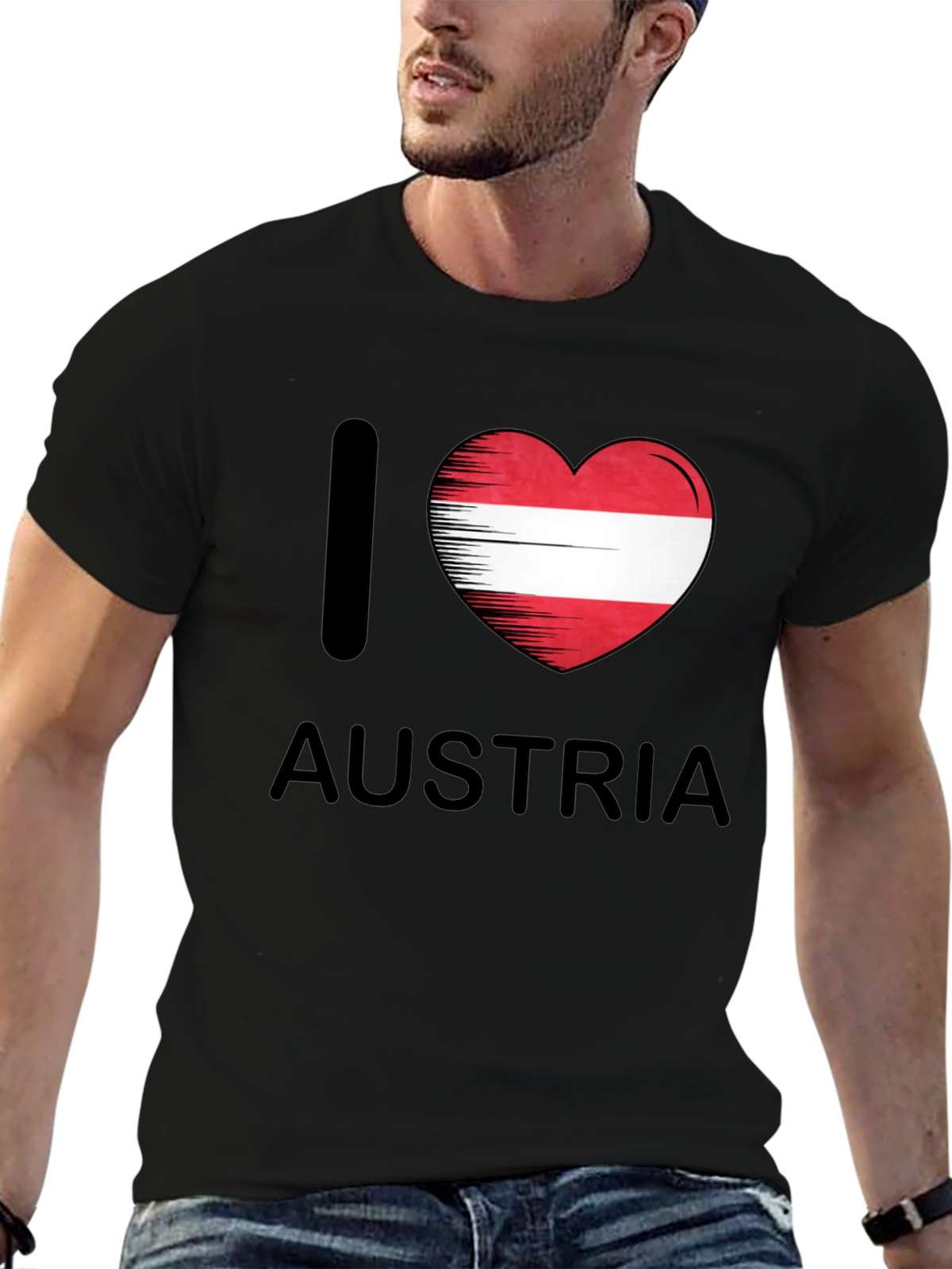 I Heart Austria T-Shirt - Black Cotton Tee