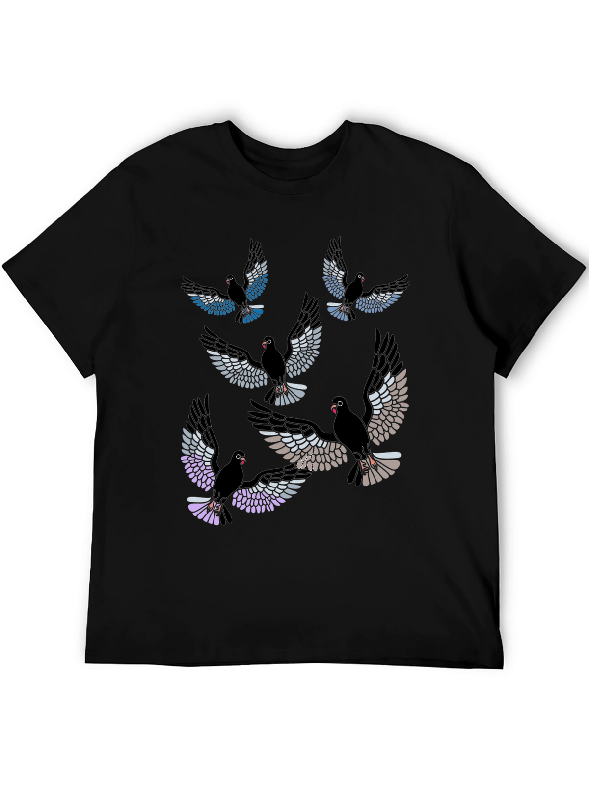 Pigeon Print Black T-Shirt