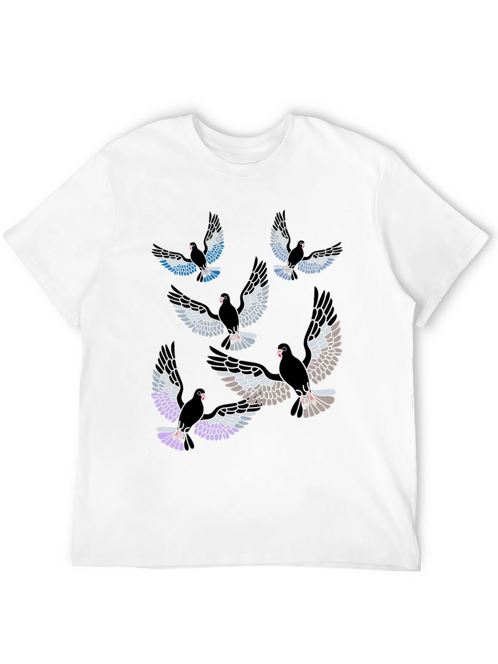 Pigeon Print Black T-Shirt