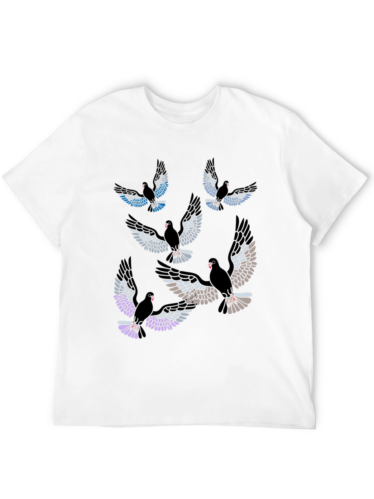 Pigeon Print Black T-Shirt