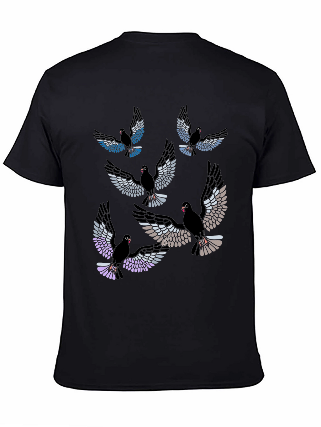 Pigeon Print Black T-Shirt