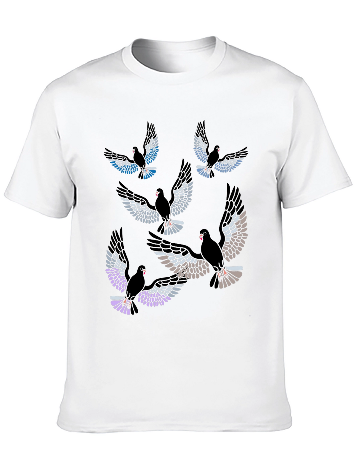 Pigeon Print Black T-Shirt