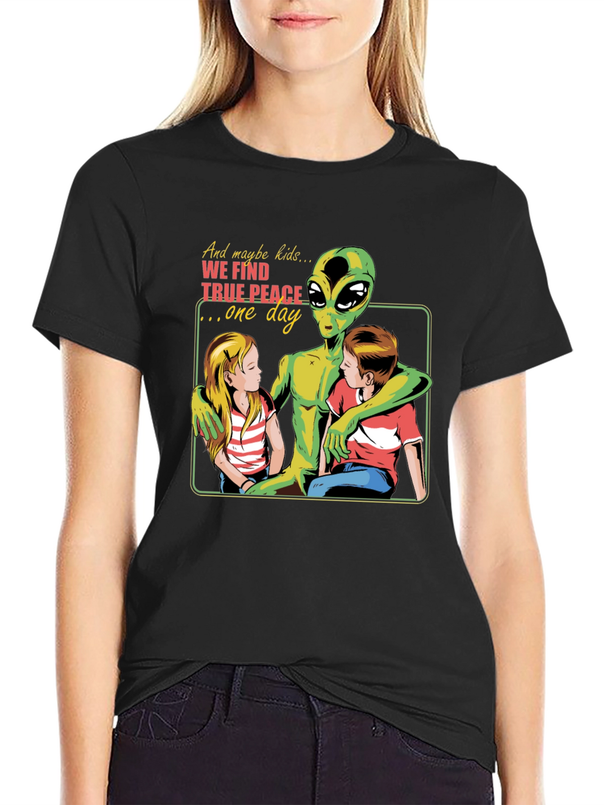 Peace Alien Graphic T-Shirt