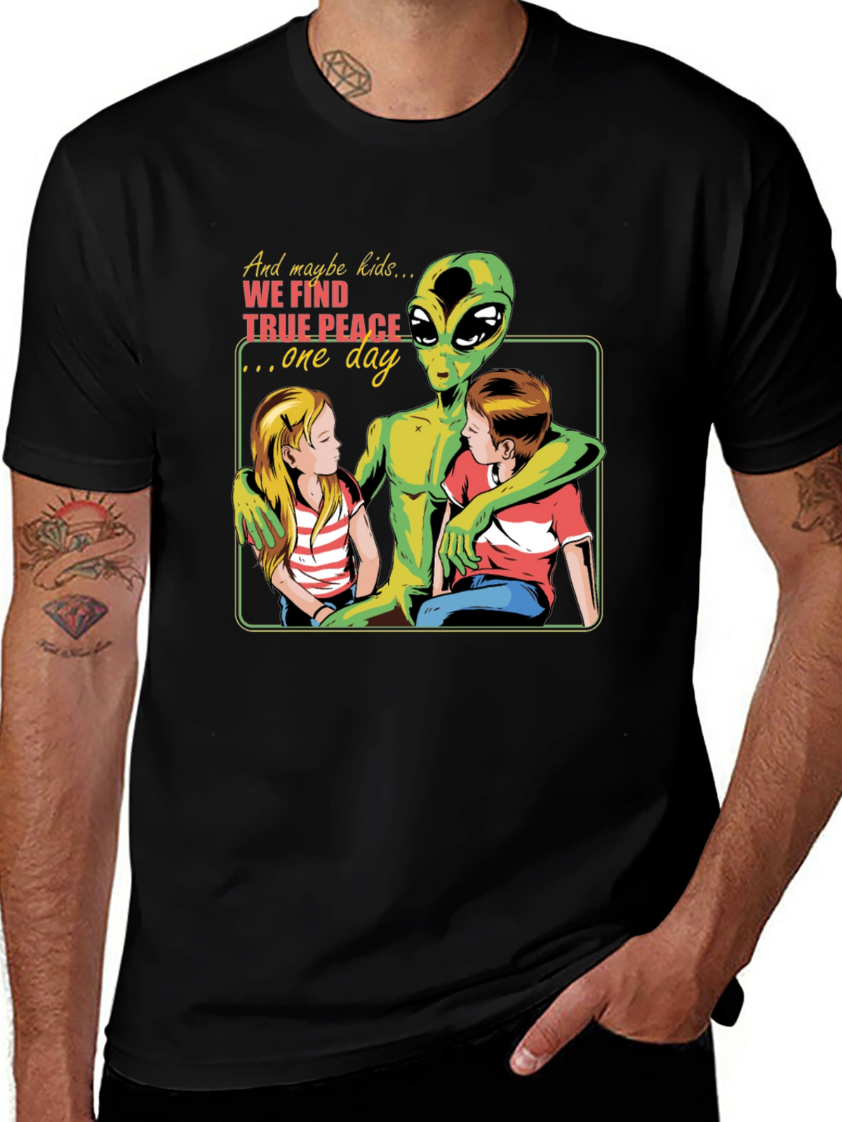 Peace Alien Graphic T-Shirt