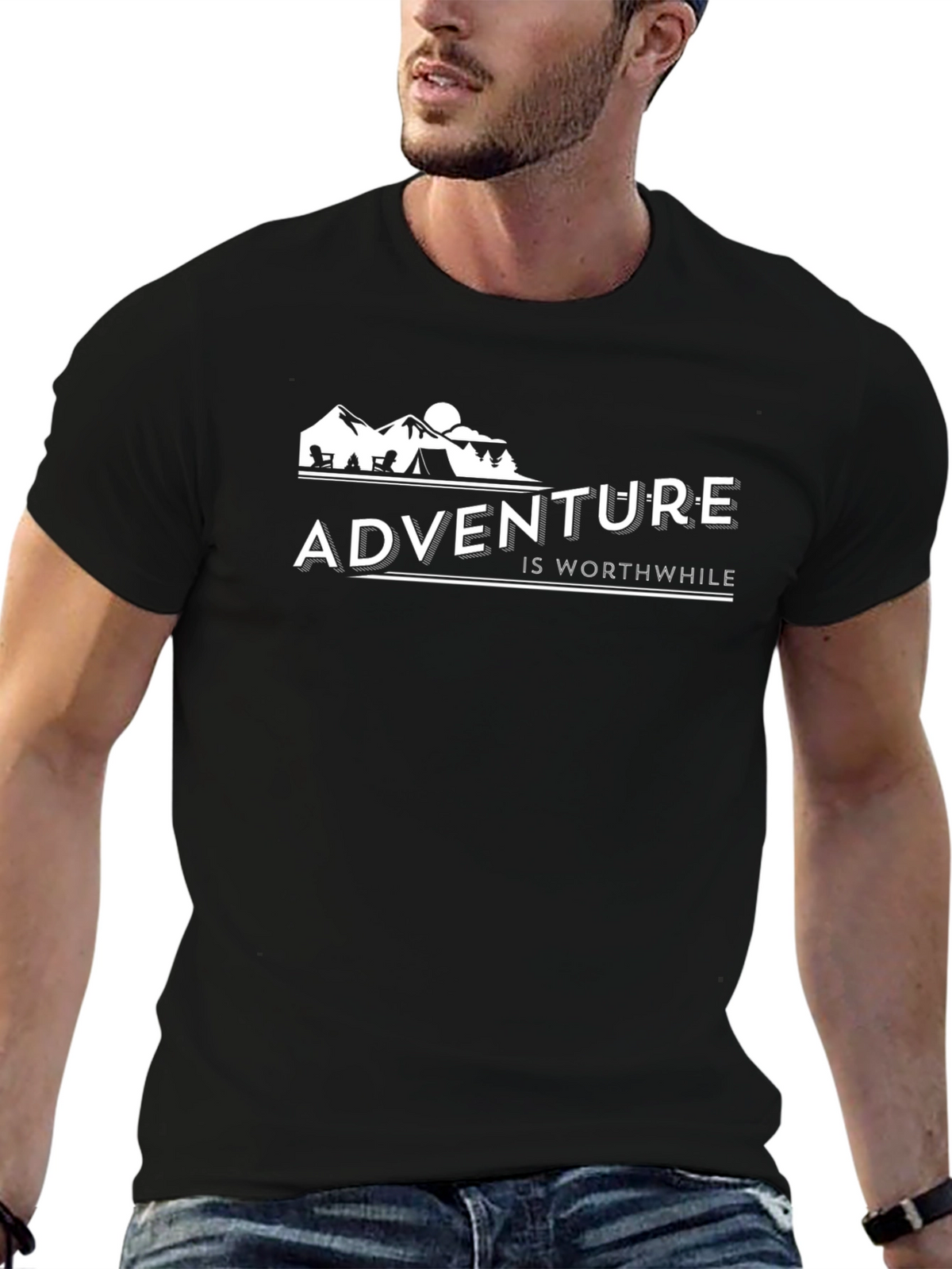 Adventure is Worthwhile Black Graphic Tee