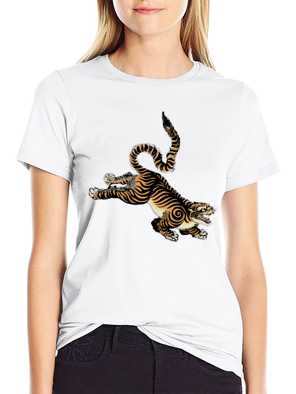 Tiger Graphic Print Mens Black T-Shirt