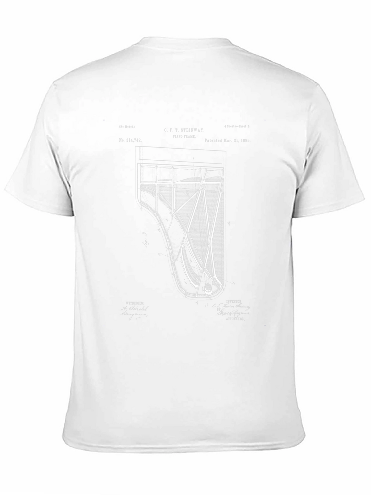 Grand Piano Blueprint Graphic T-Shirt