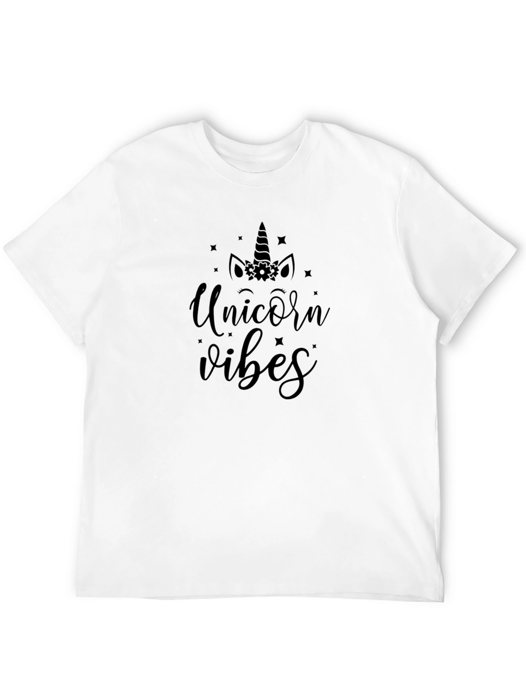 Unicorn Vibes Black Cotton T-Shirt