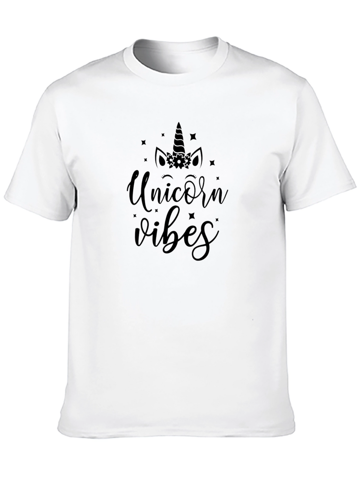 Unicorn Vibes Black Cotton T-Shirt