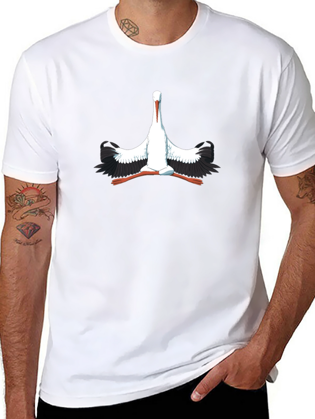 Stork Graphic Print Black T-Shirt