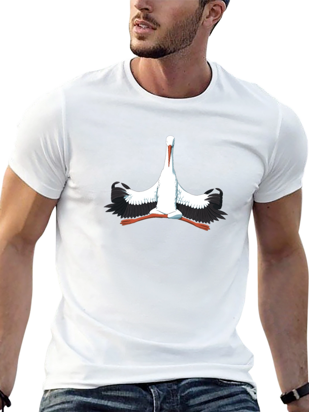 Stork Graphic Print Black T-Shirt