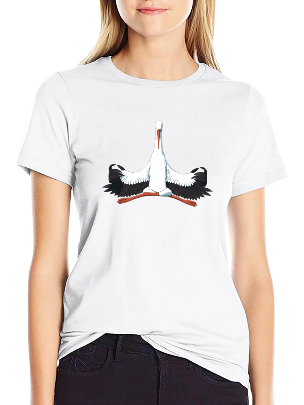 Stork Graphic Print Black T-Shirt