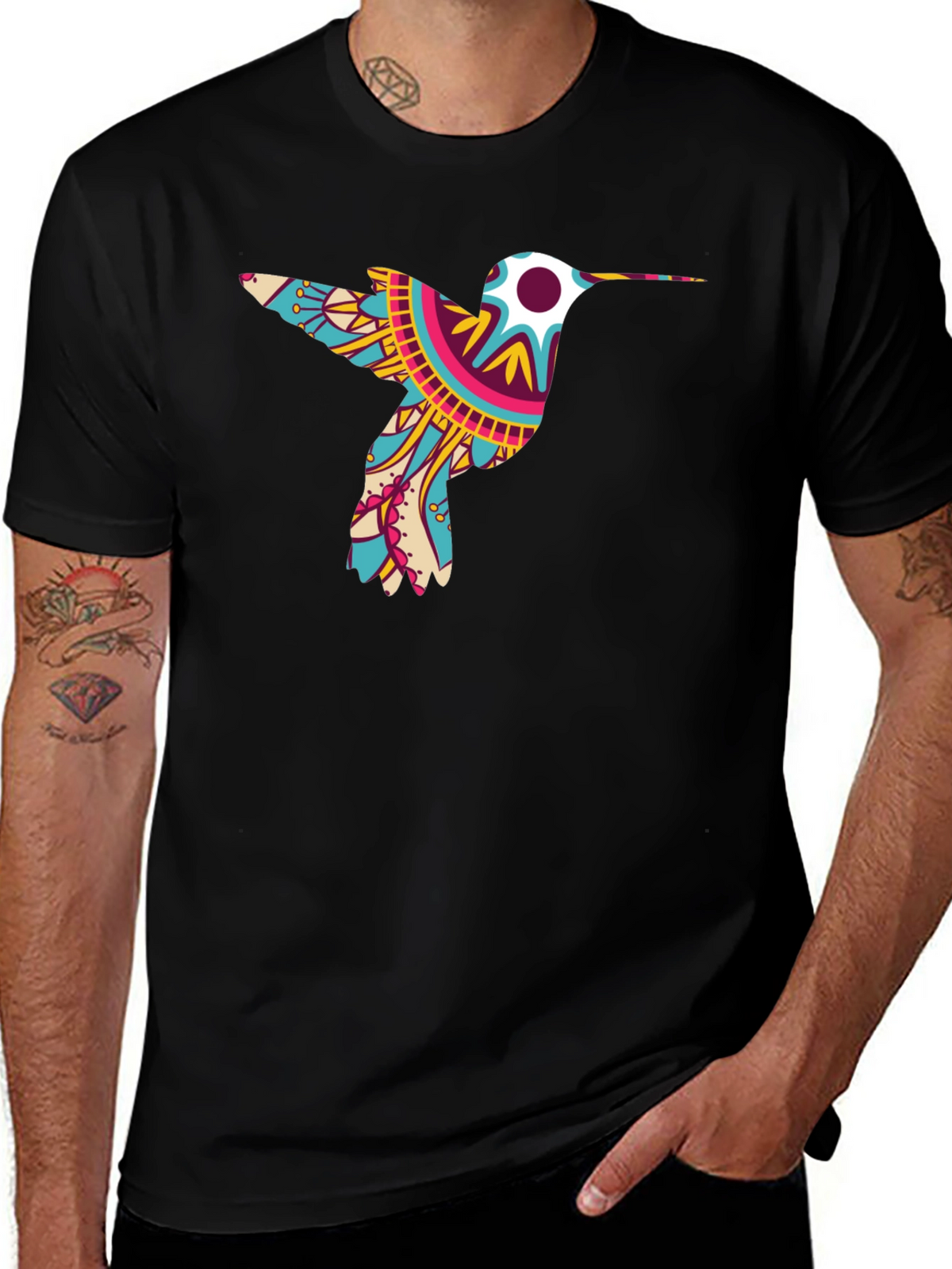 Hummingbird Graphic Tee - Mens Black T-Shirt