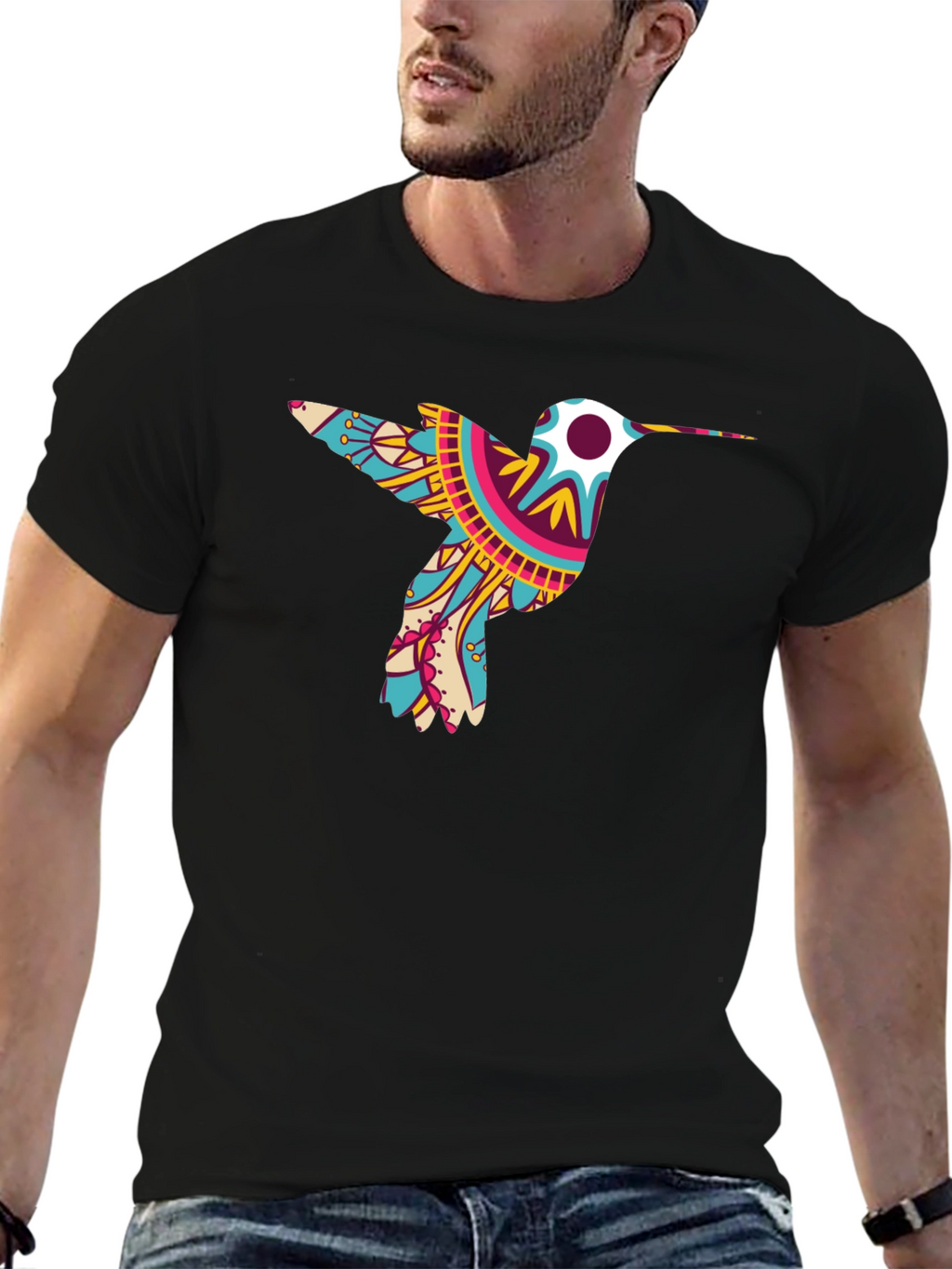 Hummingbird Graphic Tee - Mens Black T-Shirt