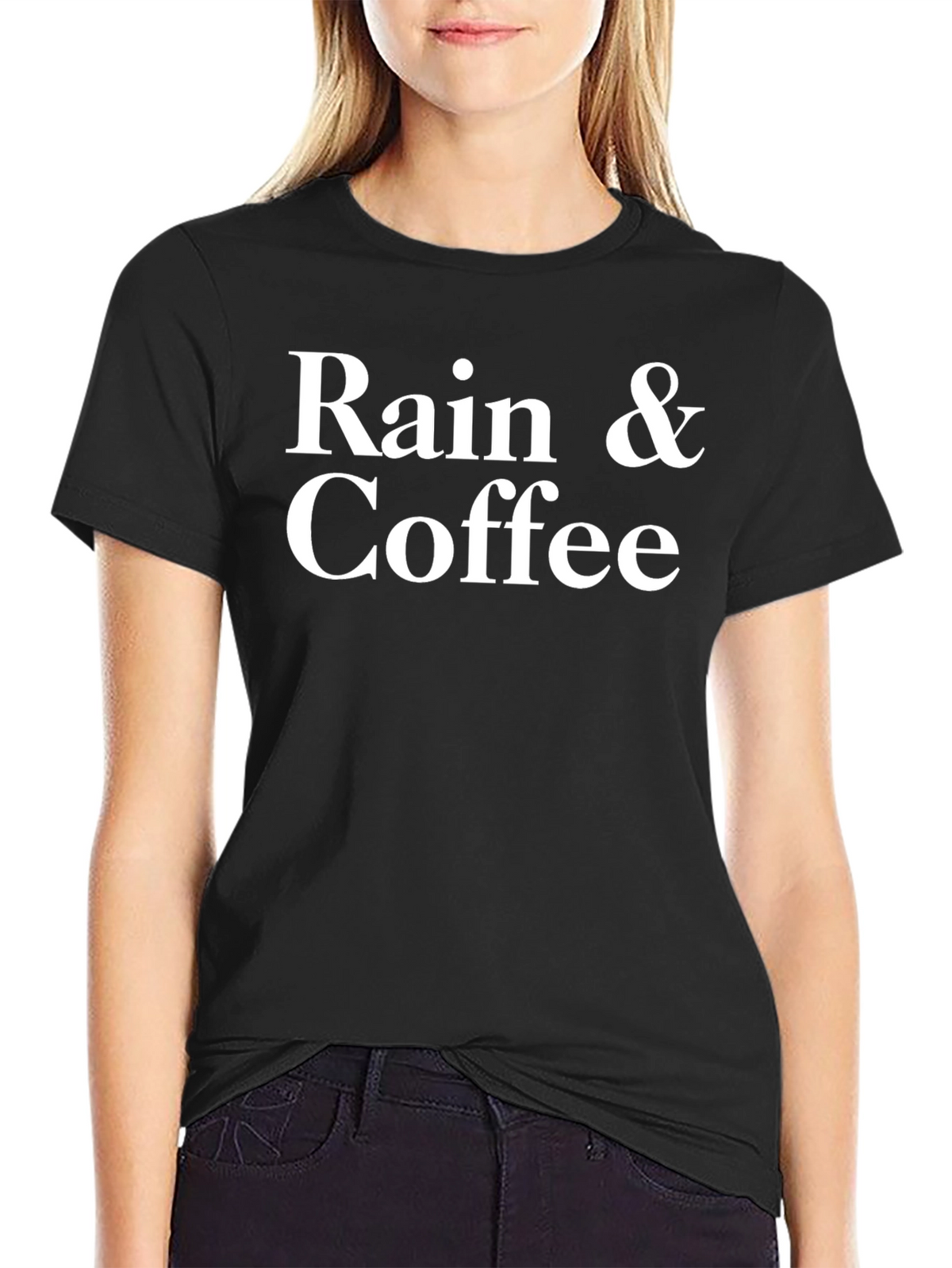 Rain & Coffee Graphic T-Shirt - Unisex Black Tee