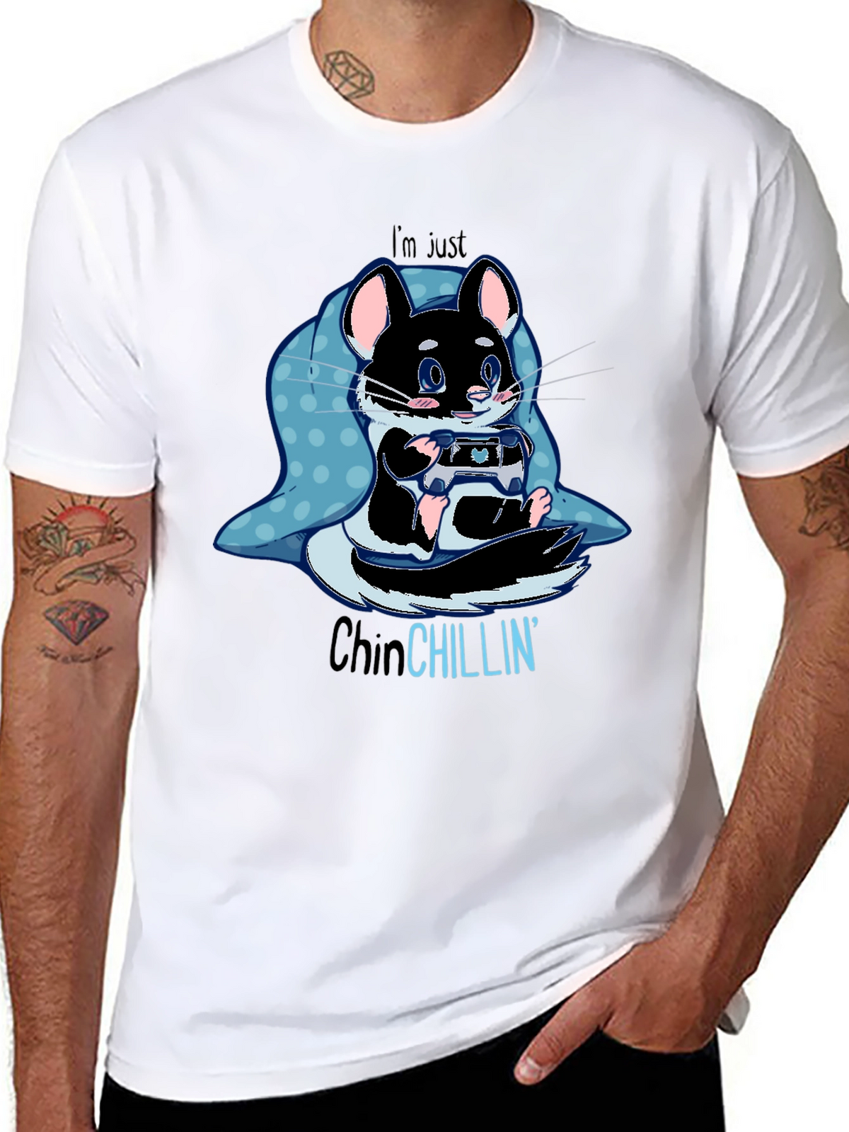 ChinCHILLIN Gaming T-Shirt - Cute Rodent Gamer Tee