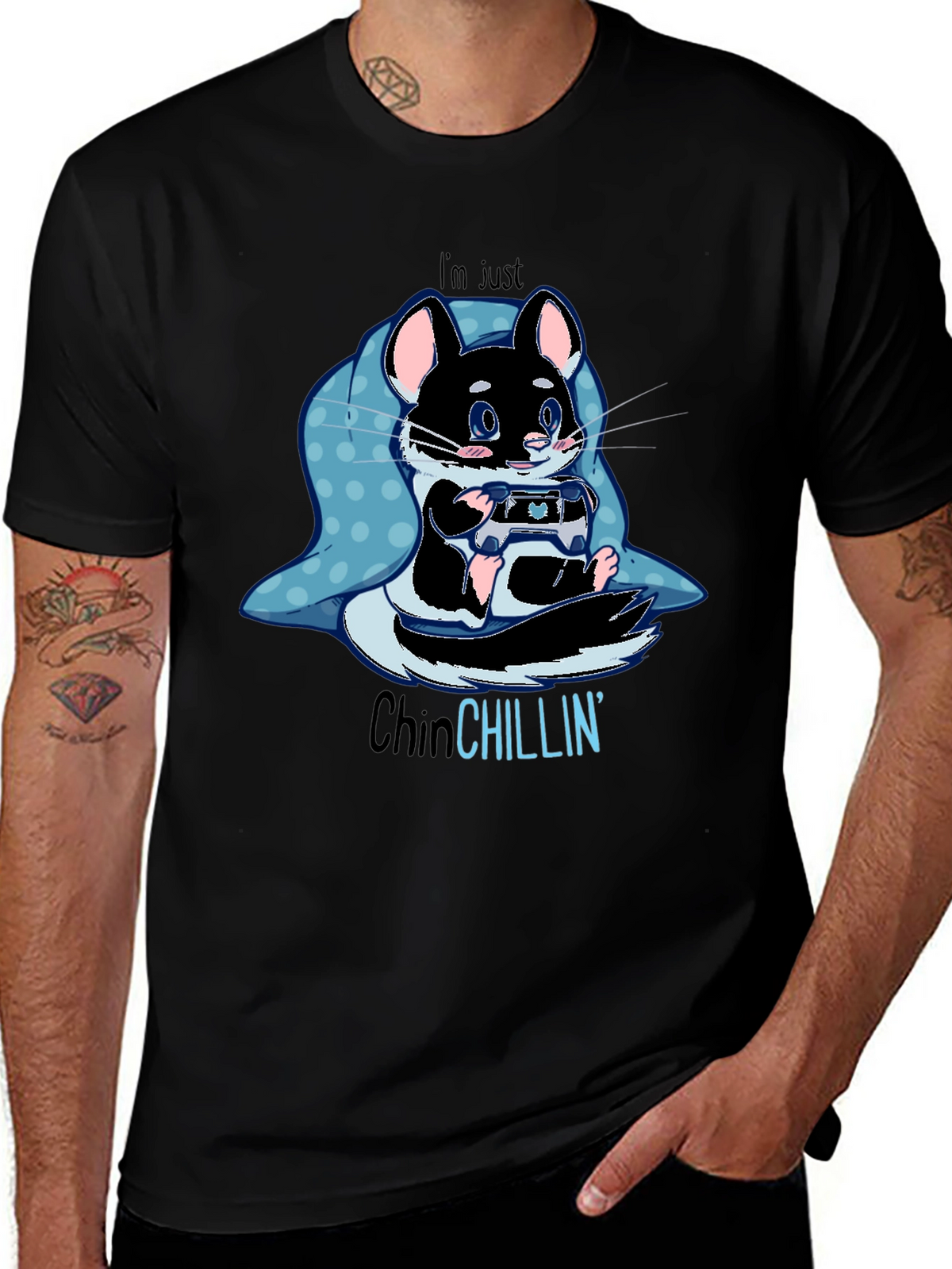 ChinCHILLIN Gaming T-Shirt - Cute Rodent Gamer Tee