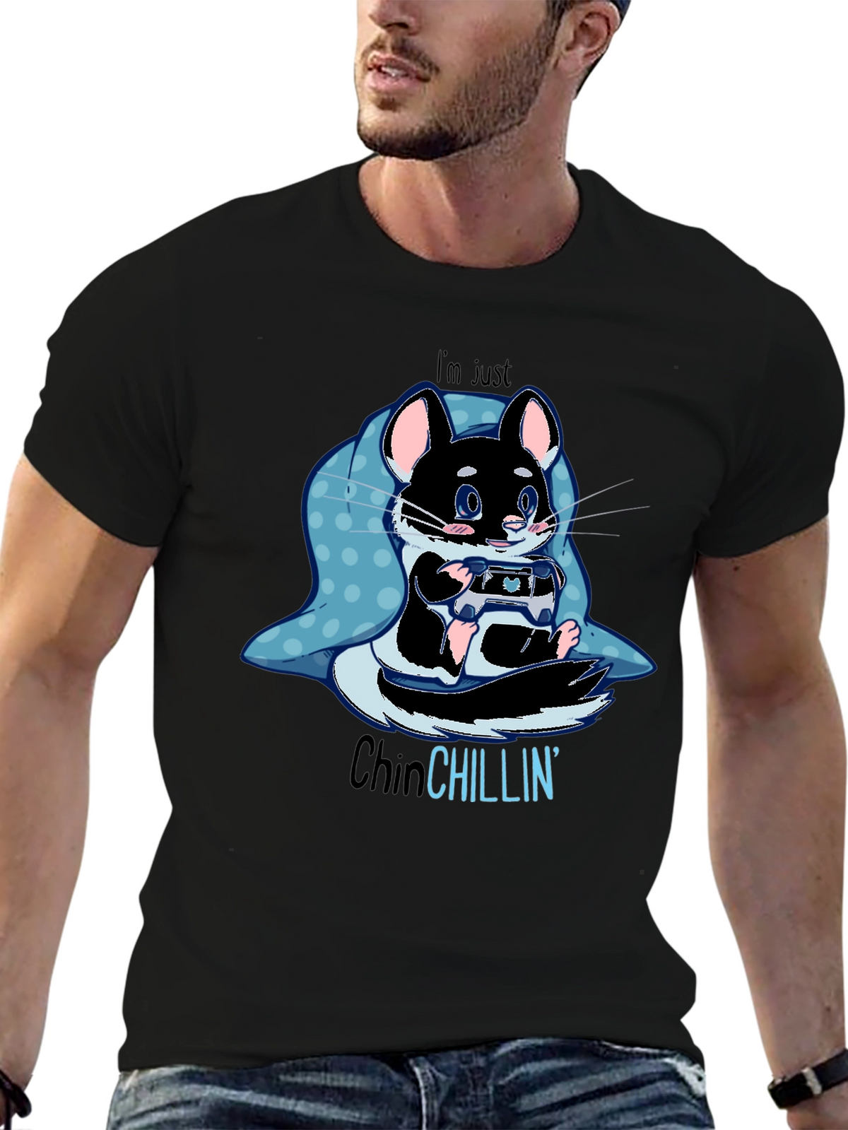 ChinCHILLIN Gaming T-Shirt - Cute Rodent Gamer Tee