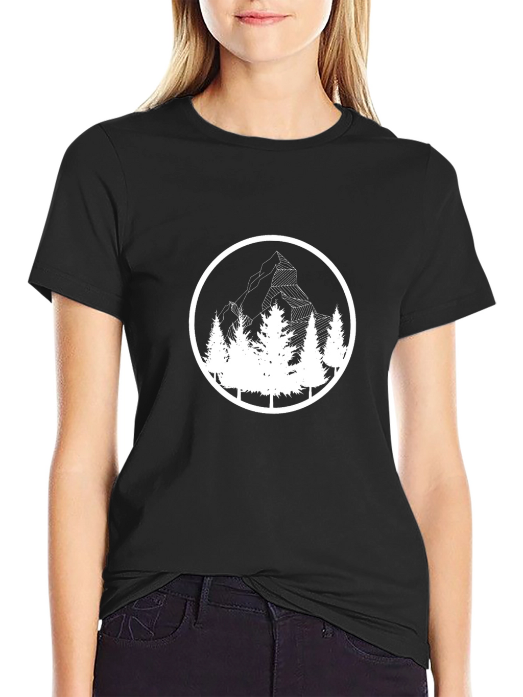 Mountain & Trees Graphic Black T-Shirt