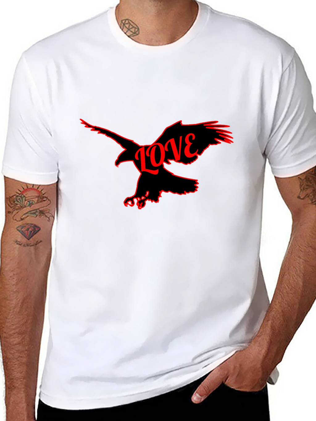 Love Bird Graphic Tee - Black Cotton Blend T-Shirt