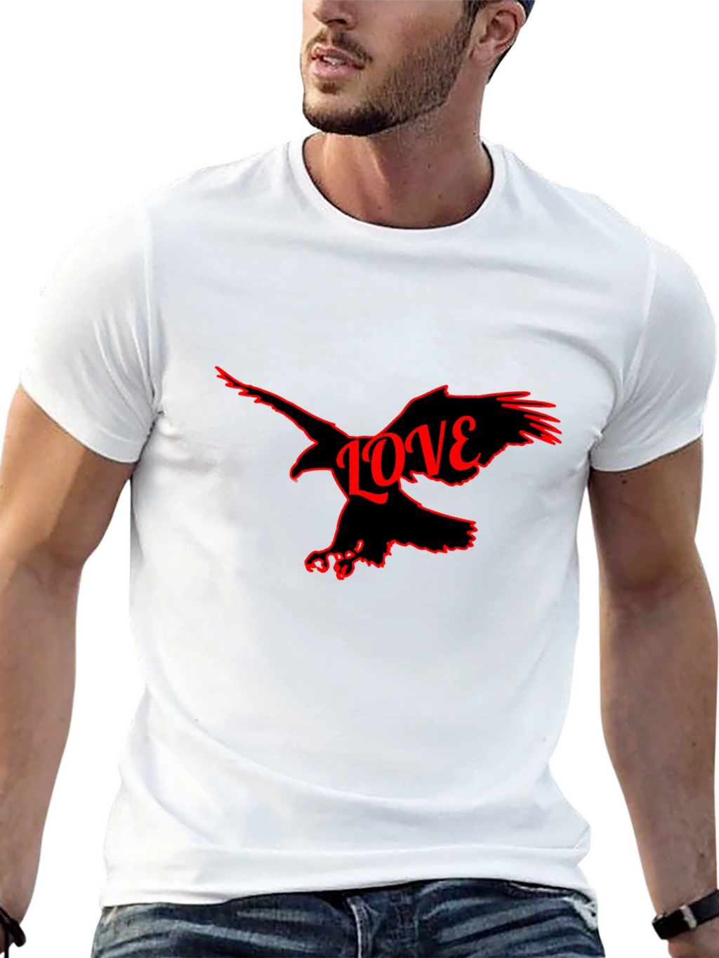Love Bird Graphic Tee - Black Cotton Blend T-Shirt