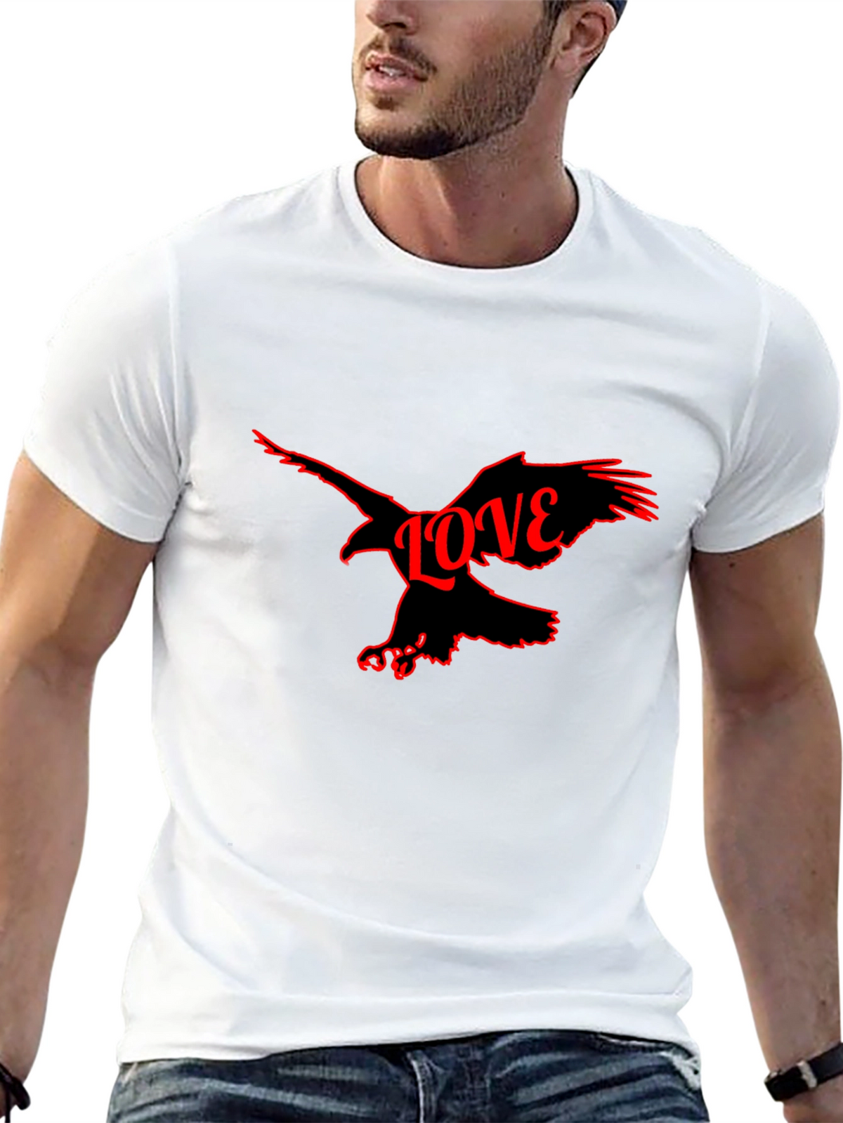 Love Bird Graphic Tee - Black Cotton Blend T-Shirt