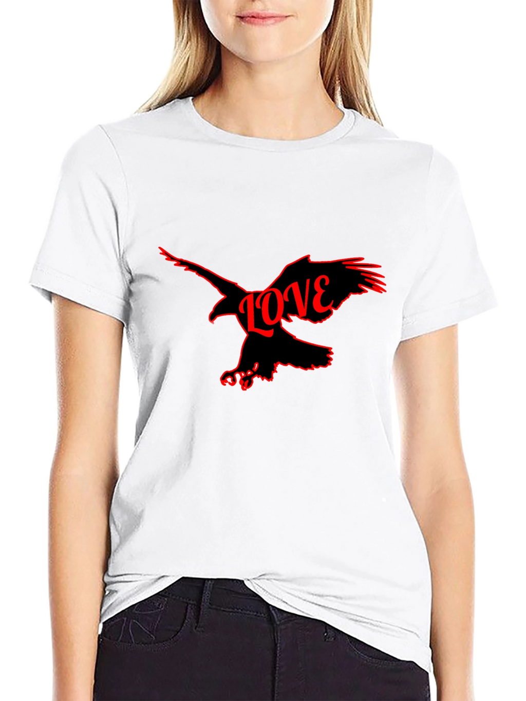 Love Bird Graphic Tee - Black Cotton Blend T-Shirt