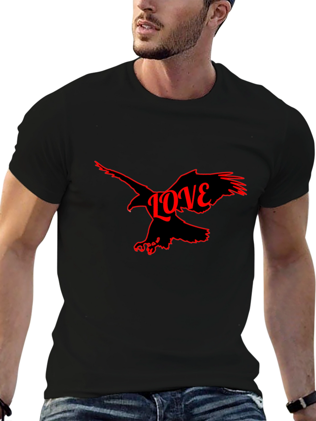 Love Bird Graphic Tee - Black Cotton Blend T-Shirt