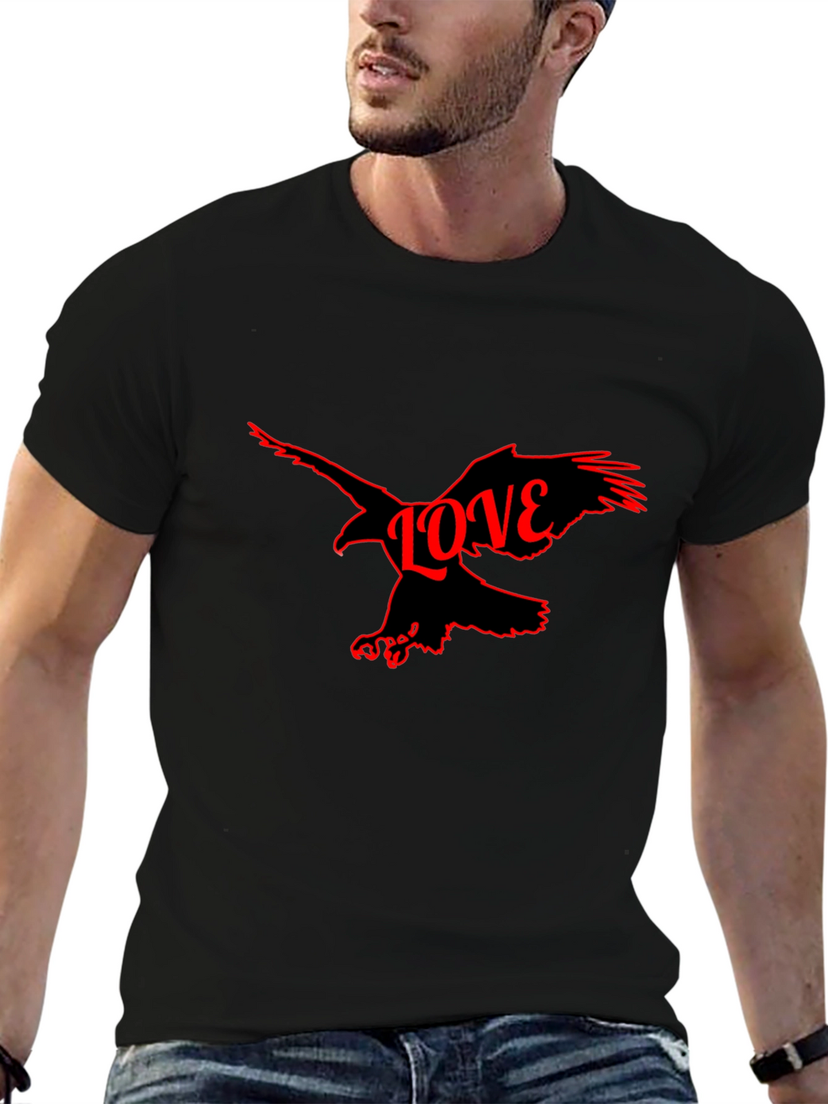 Love Bird Graphic Tee - Black Cotton Blend T-Shirt