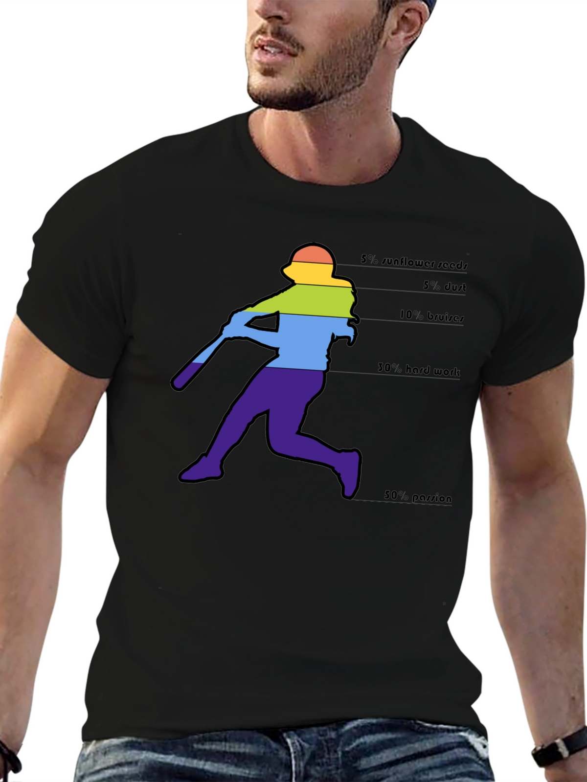 Baseball Player Rainbow T-Shirt