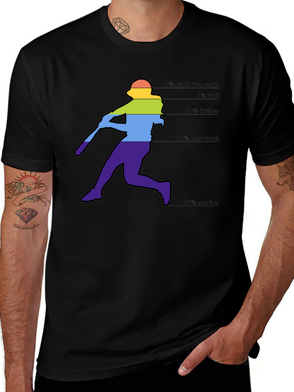 Baseball Player Rainbow T-Shirt