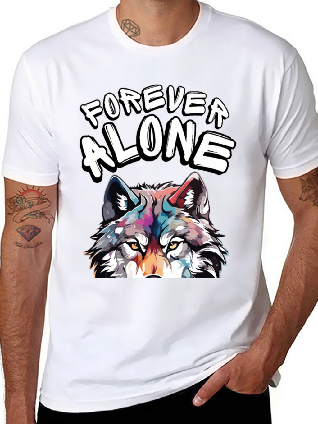 Forever Alone Wolf Graphic Tee - Unisex