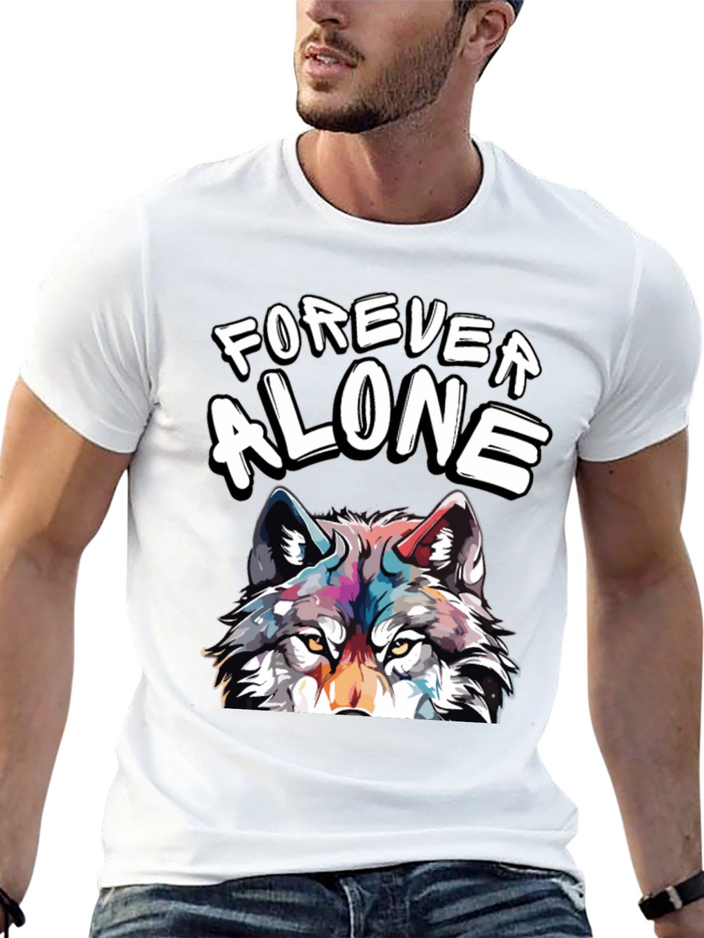 Forever Alone Wolf Graphic Tee - Unisex