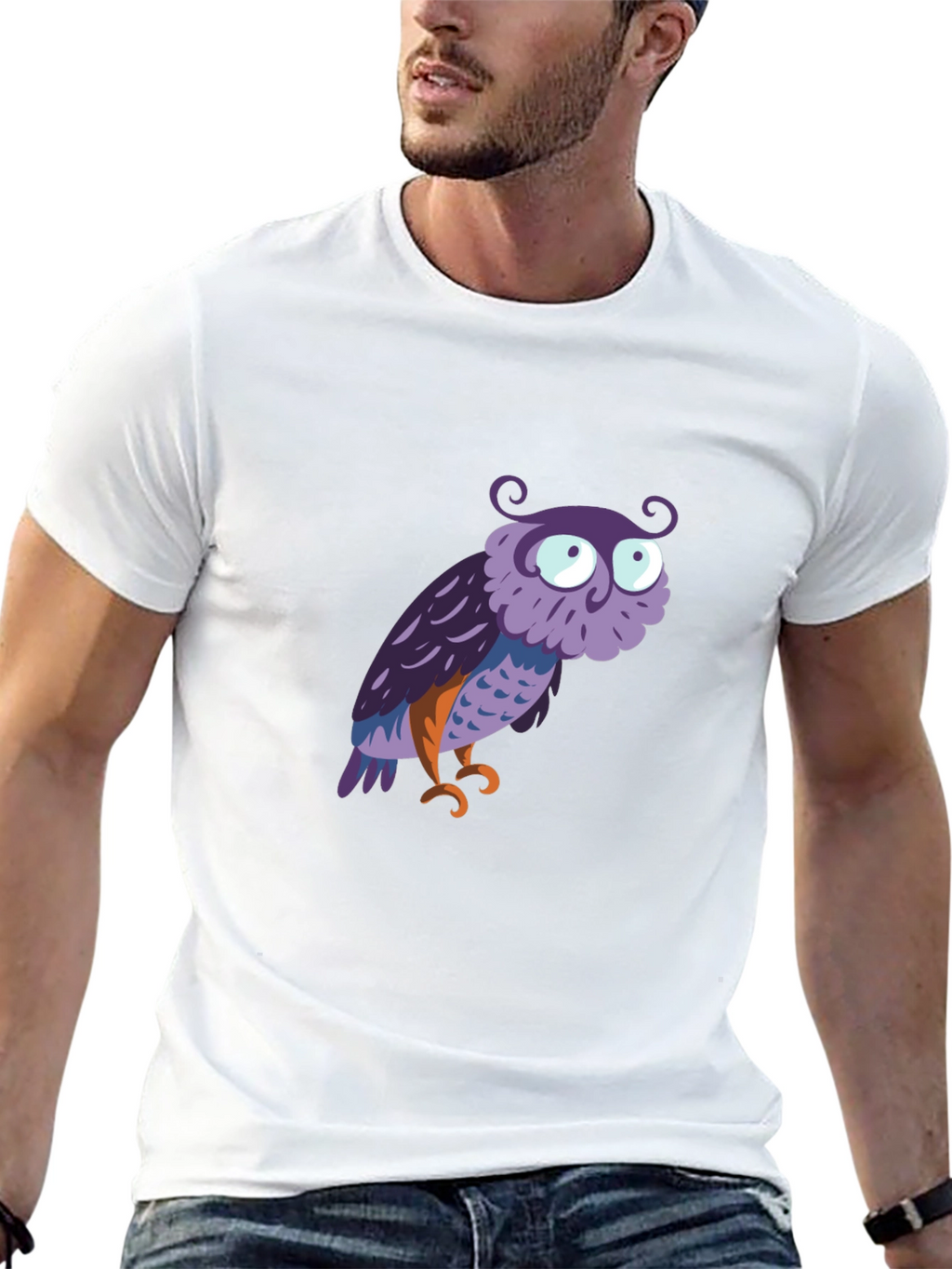 Owl Graphic Tee - Mens Black Cotton T-Shirt