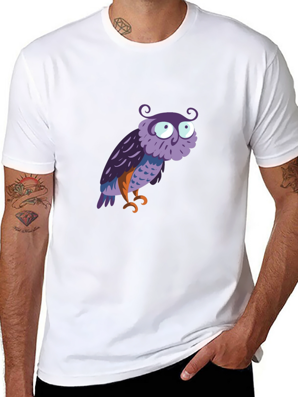 Owl Graphic Tee - Mens Black Cotton T-Shirt