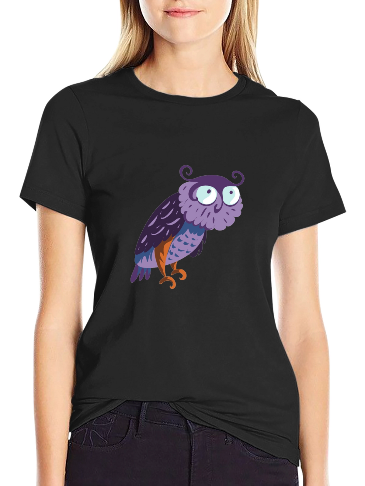 Owl Graphic Tee - Mens Black Cotton T-Shirt